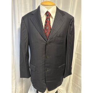 Ermenegildo Zegna Blazer 46R Trofeo Su Misura Men's Wool Blue Pinstripe  Jacket
